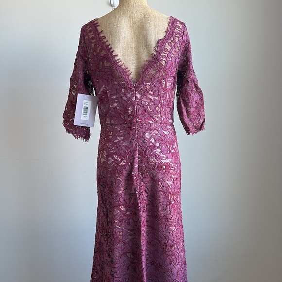 JS COLLECTIONS Boat Neck Lace Column Dress Gown Mauve Size 6 - Picture 11 of 11